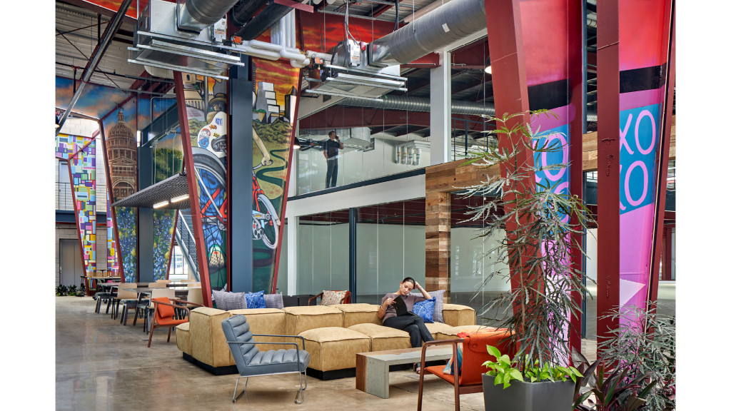 A person sitting on a couch.